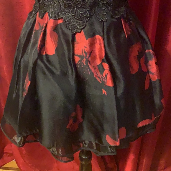 Custom Made Red and black mini fit and flare dress | size small - Picture 6 of 8